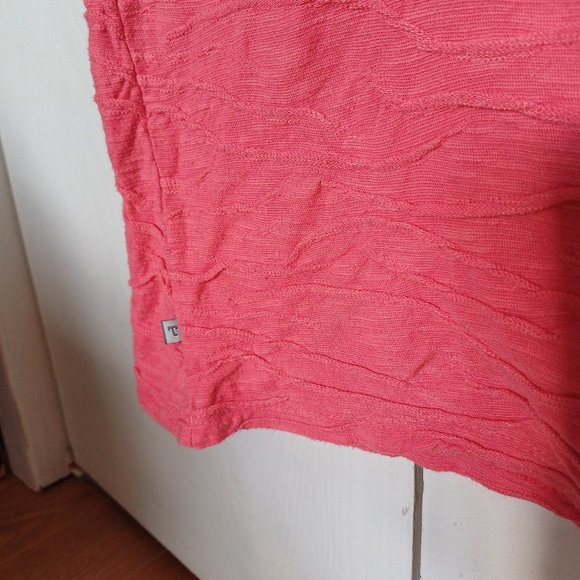 Toad & Co Sleeveless Knitted Texture Tank Top Coral Pink Organic Cotton T-Shirt - Picture 3 of 8